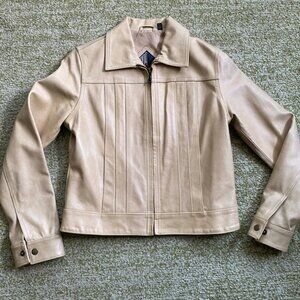 Vintage 90s tan cropped leather jacket